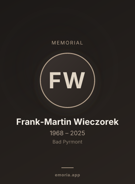 Memorial portrait of Frank-Martin Wieczorek