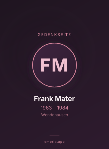 Gedenkportrait von Frank Mater