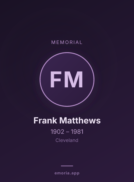 Memorial portrait of Frank Matthews