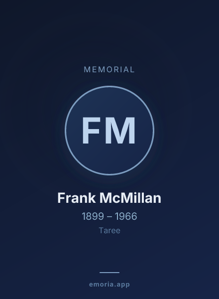 Memorial portrait of Frank McMillan