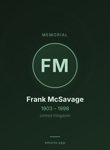 Memorial portrait of Frank McSavage