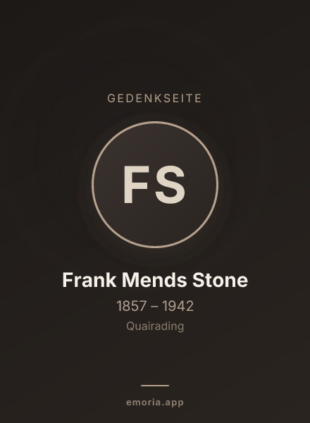 Gedenkportrait von Frank Mends Stone