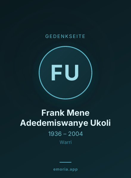 Gedenkportrait von Frank Mene Adedemiswanye Ukoli