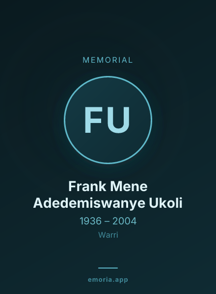 Memorial portrait of Frank Mene Adedemiswanye Ukoli