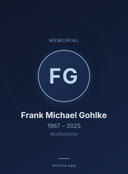 Memorial portrait of Frank Michael Gohlke