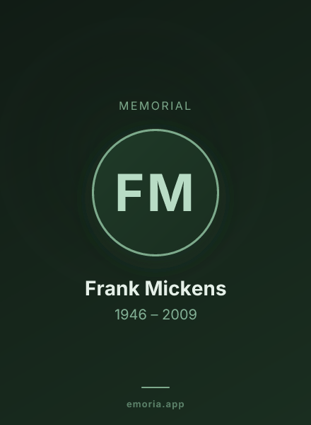 Memorial portrait of Frank Mickens