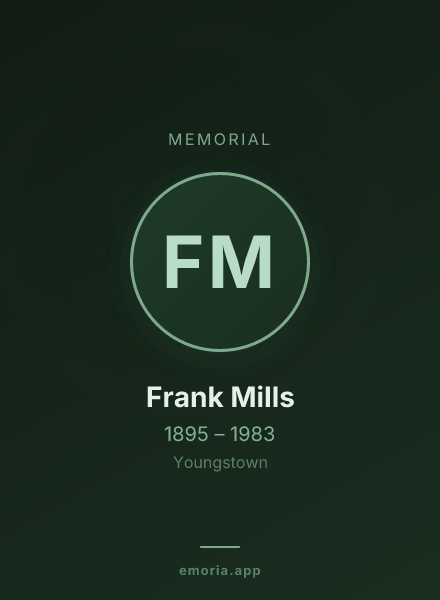 Memorial portrait of Frank Mills