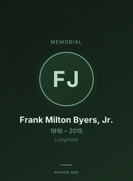 Memorial portrait of Frank Milton Byers, Jr.