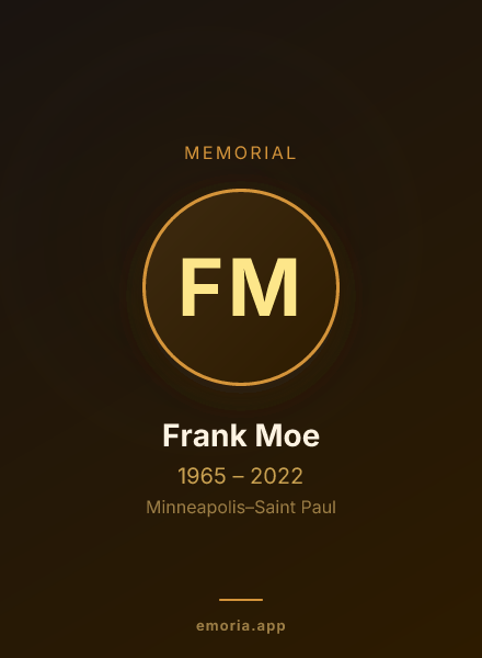 Memorial portrait of Frank Moe