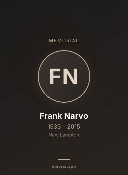Memorial portrait of Frank Narvo
