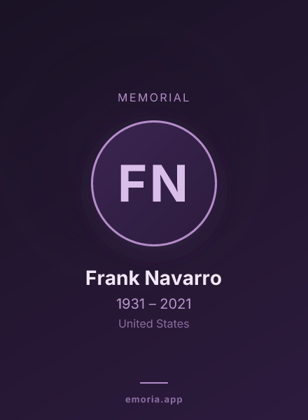 Memorial portrait of Frank Navarro