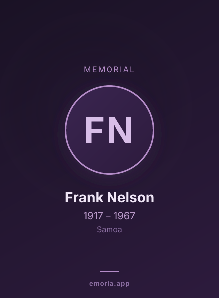 Memorial portrait of Frank Nelson