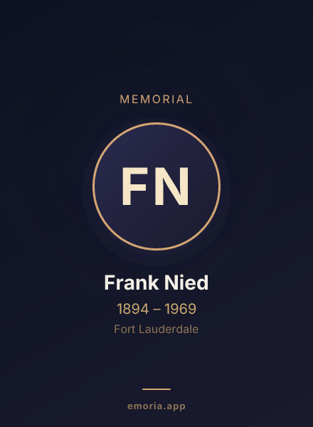 Memorial portrait of Frank Nied