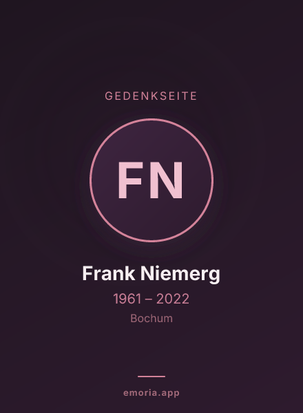 Gedenkportrait von Frank Niemerg