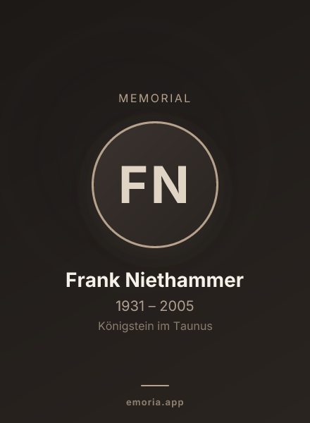 Memorial portrait of Frank Niethammer