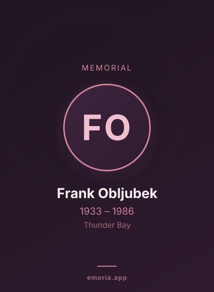 Memorial portrait of Frank Obljubek