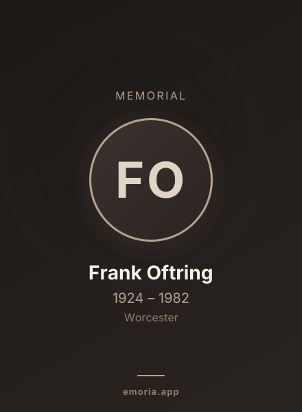 Memorial portrait of Frank Oftring