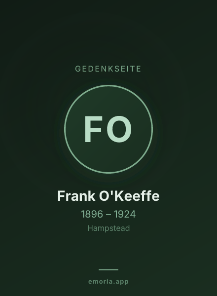 Gedenkportrait von Frank O'Keeffe