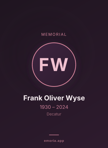 Memorial portrait of Frank Oliver Wyse