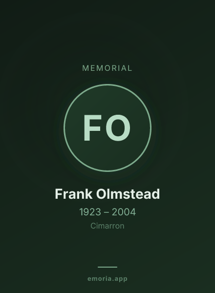 Memorial portrait of Frank Olmstead