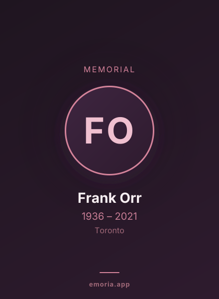 Memorial portrait of Frank Orr