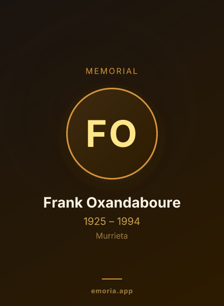 Memorial portrait of Frank Oxandaboure