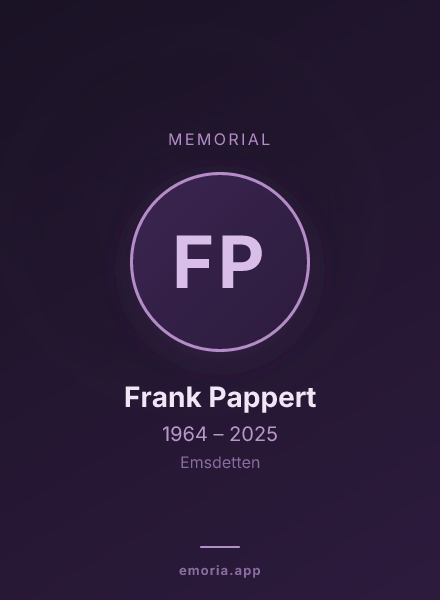 Memorial portrait of Frank Pappert
