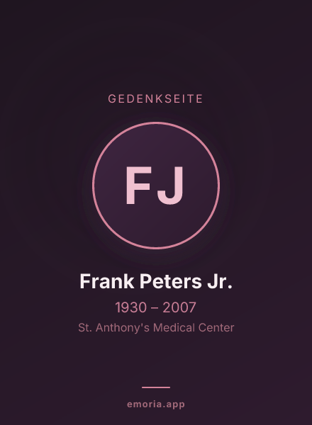 Gedenkportrait von Frank Peters Jr.