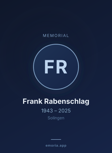 Memorial portrait of Frank Rabenschlag