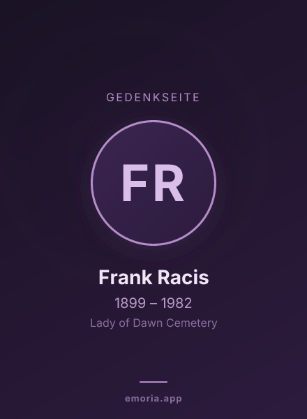 Gedenkportrait von Frank Racis