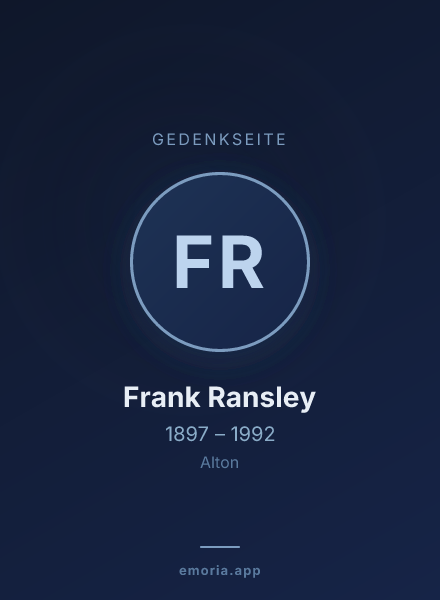 Gedenkportrait von Frank Ransley