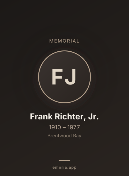 Memorial portrait of Frank Richter, Jr.