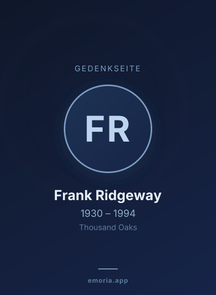 Gedenkportrait von Frank Ridgeway