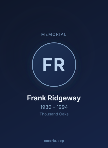 Memorial portrait of Frank Ridgeway