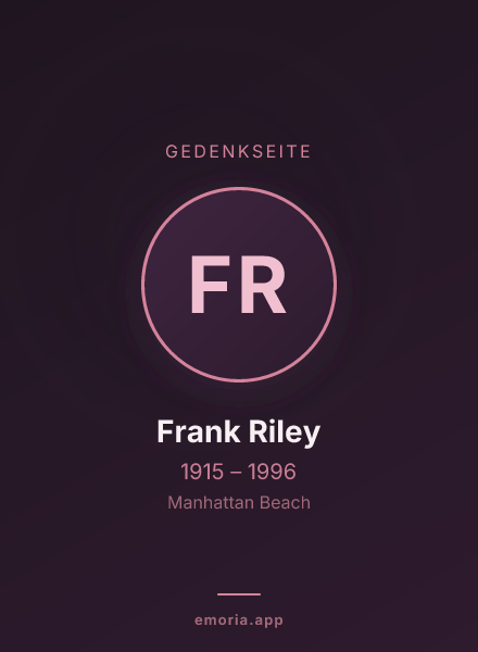 Gedenkportrait von Frank Riley