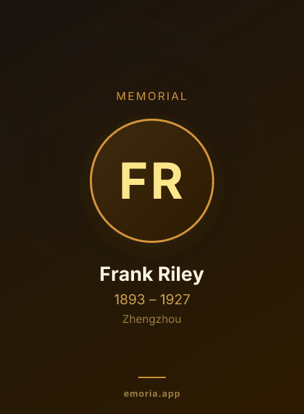 Memorial portrait of Frank Riley