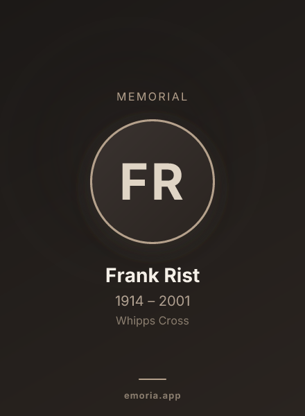 Memorial portrait of Frank Rist