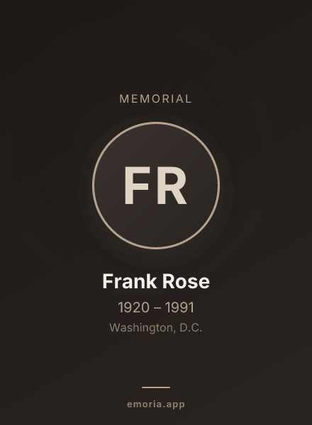 Memorial portrait of Frank Rose