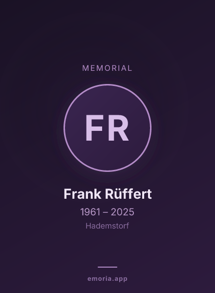 Memorial portrait of Frank Rüffert