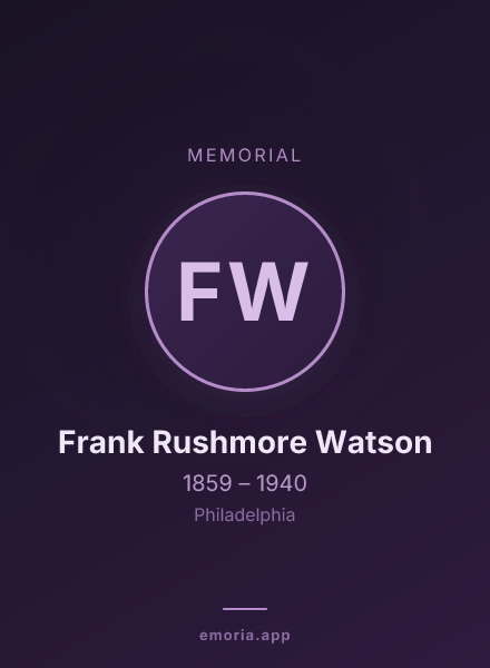 Memorial portrait of Frank Rushmore Watson