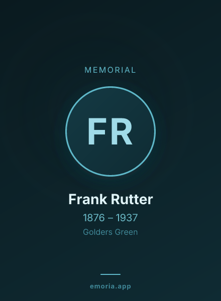 Memorial portrait of Frank Rutter