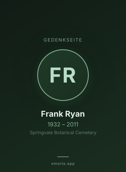 Gedenkportrait von Frank Ryan