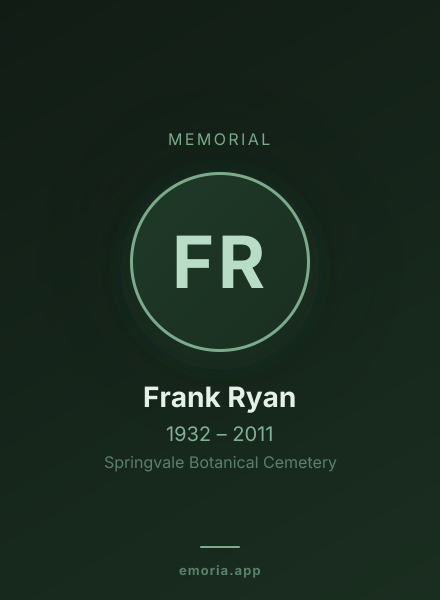 Memorial portrait of Frank Ryan