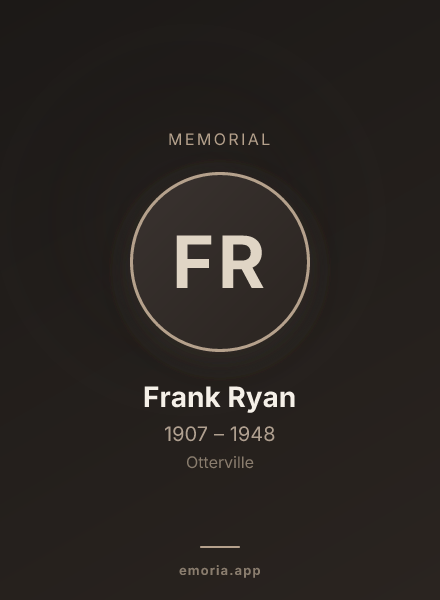 Memorial portrait of Frank Ryan