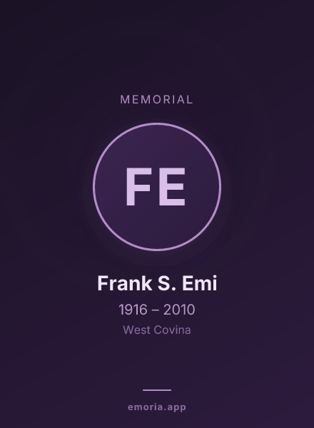 Memorial portrait of Frank S. Emi