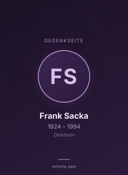 Gedenkportrait von Frank Sacka