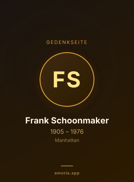 Gedenkportrait von Frank Schoonmaker