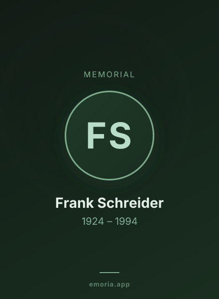Memorial portrait of Frank Schreider