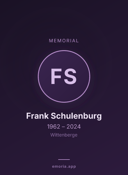 Memorial portrait of Frank Schulenburg