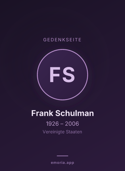 Gedenkportrait von Frank Schulman